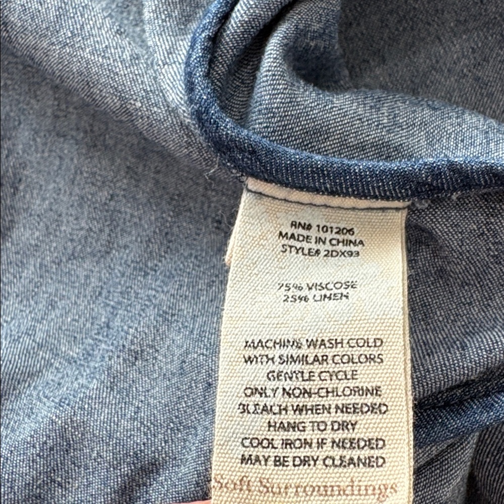 Soft Surroundings Denim Linen Blend Grotto Blouse, Size XL - Picture 11 of 11